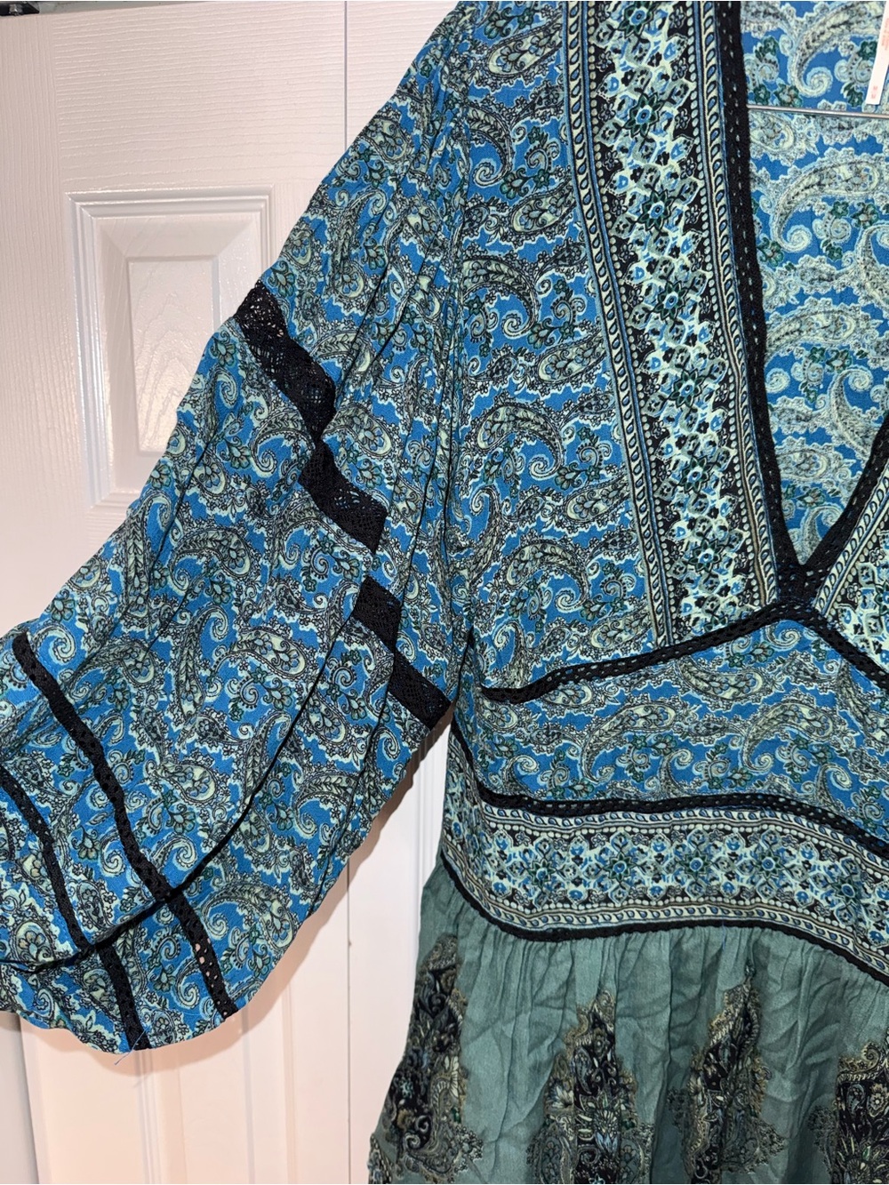 Free People Luna Scarf Paisley Print Boho V-Neck Tunic Mini Dress - Picture 3 of 6